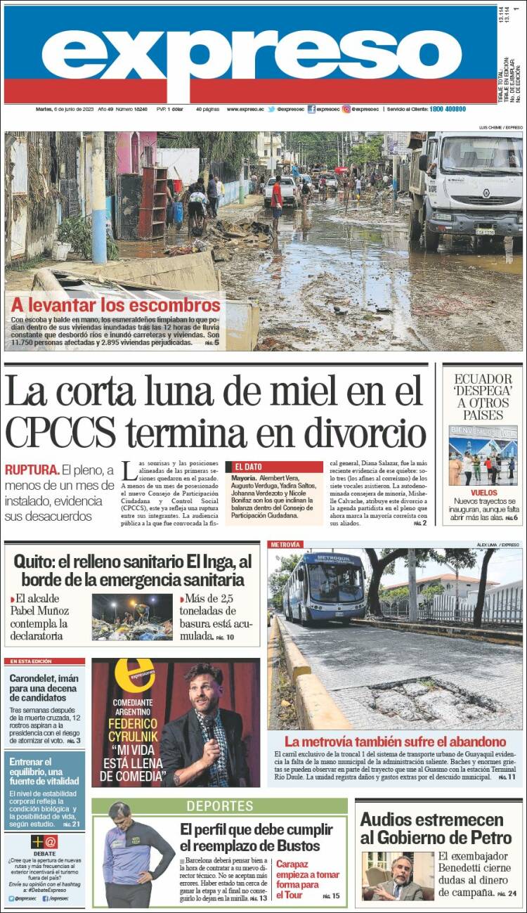 Portada de Expreso (Ecuador)