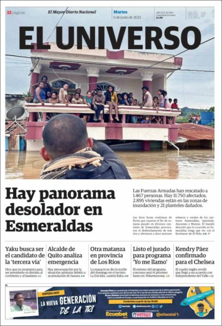 Portada de El Universo - Ecuador (Ecuador)