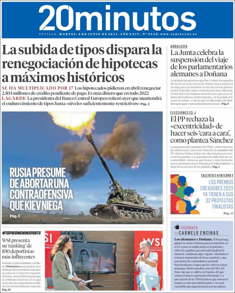 Portada de 20 Minutos - Sevilla (Spain)
