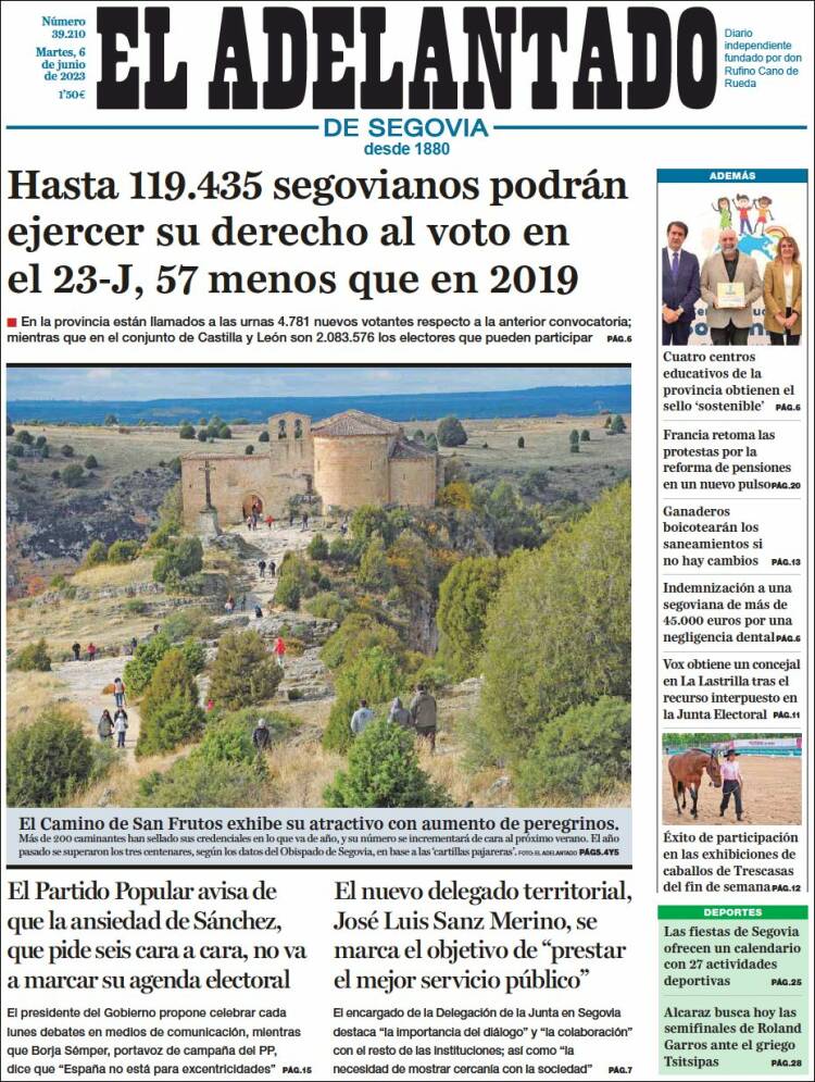 Portada de El Adelantado de Segovia (España)