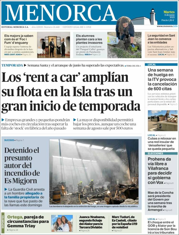 Portada de Menorca - Diario Insular (Spain)