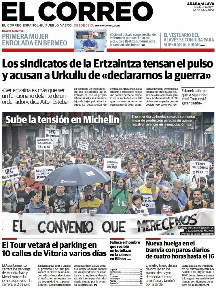 Portada de El Correo - Álava (Spain)
