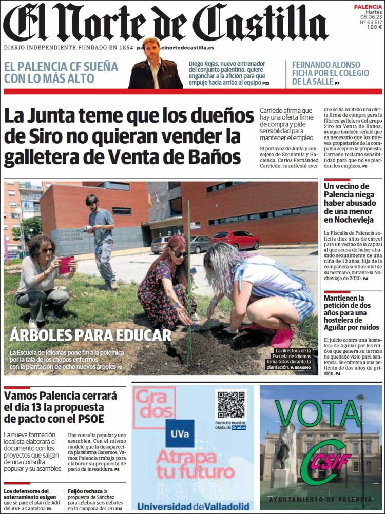 Portada de Norte de Castilla - Palencia (Spain)