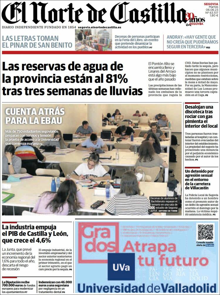 Portada de Norte de Castilla - Segovia (Spain)