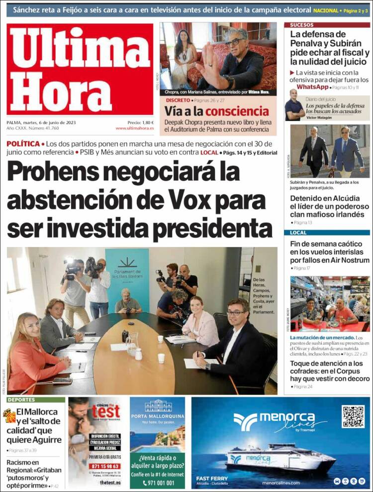 Portada de Última Hora (Spain)