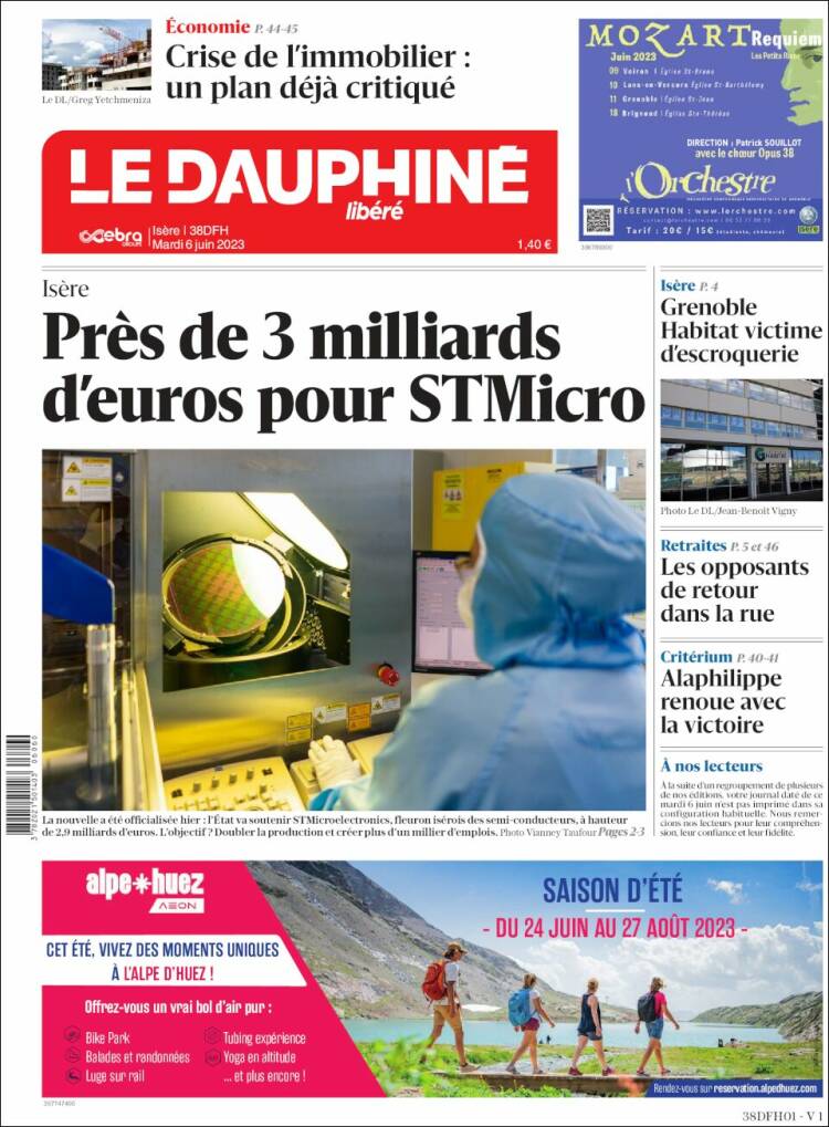 Portada de Le Dauphiné Libéré (France)