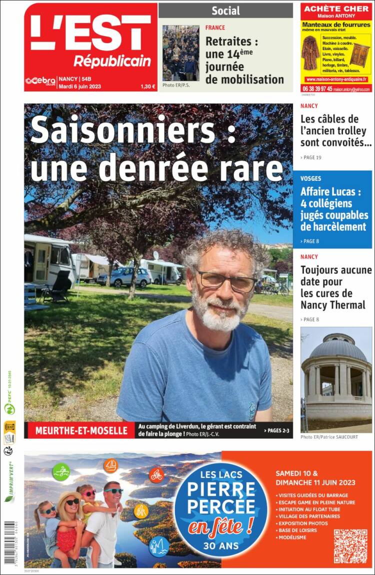 Portada de L'Est Republicain (France)