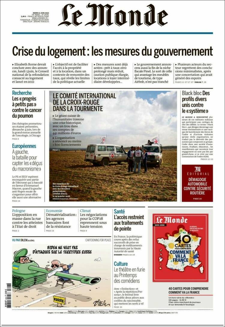 Portada de Le Monde (France)