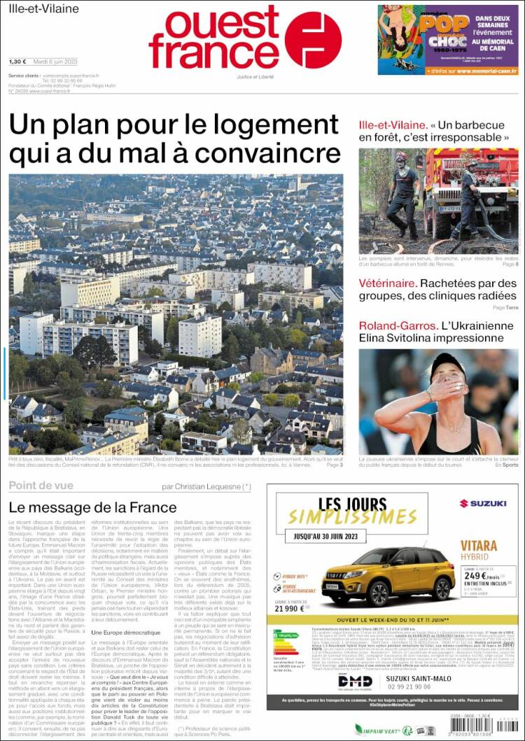 Portada de Ouest France (France)