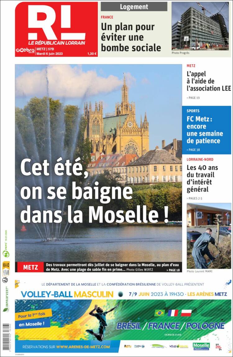 Portada de Le Republicain Lorrain (France)