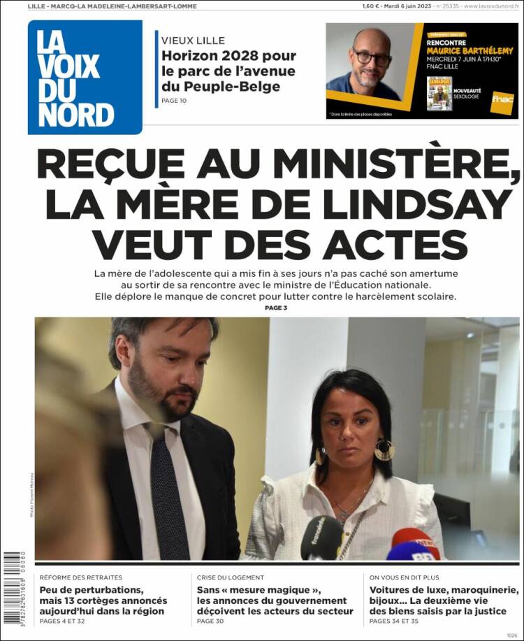 Portada de La Voix du Nord (France)