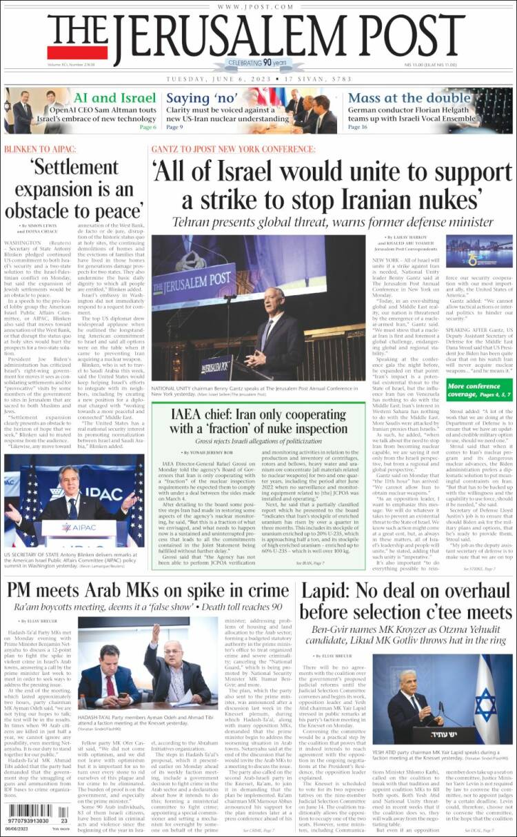 Portada de The Jerusalem Post (Israel)