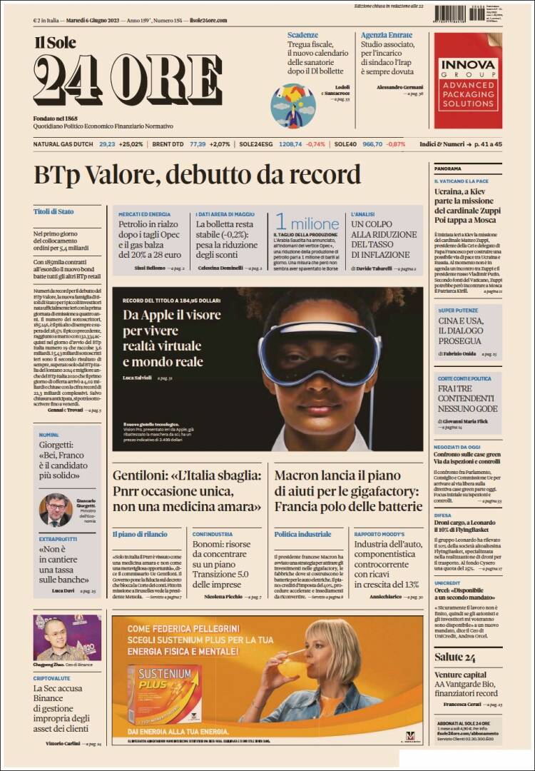 Portada de Il Sole 24 ORE (Italy)
