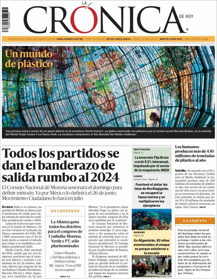 Portada de La Crónica de Hoy (México)
