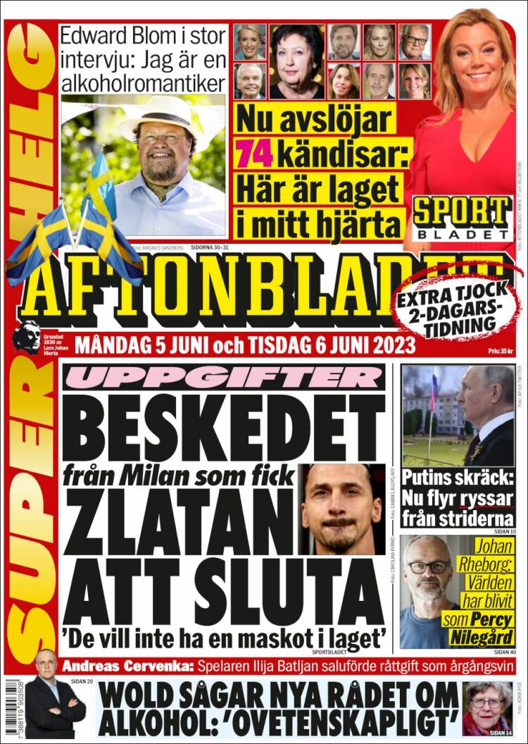 Portada de Aftonbladet (Sweden)