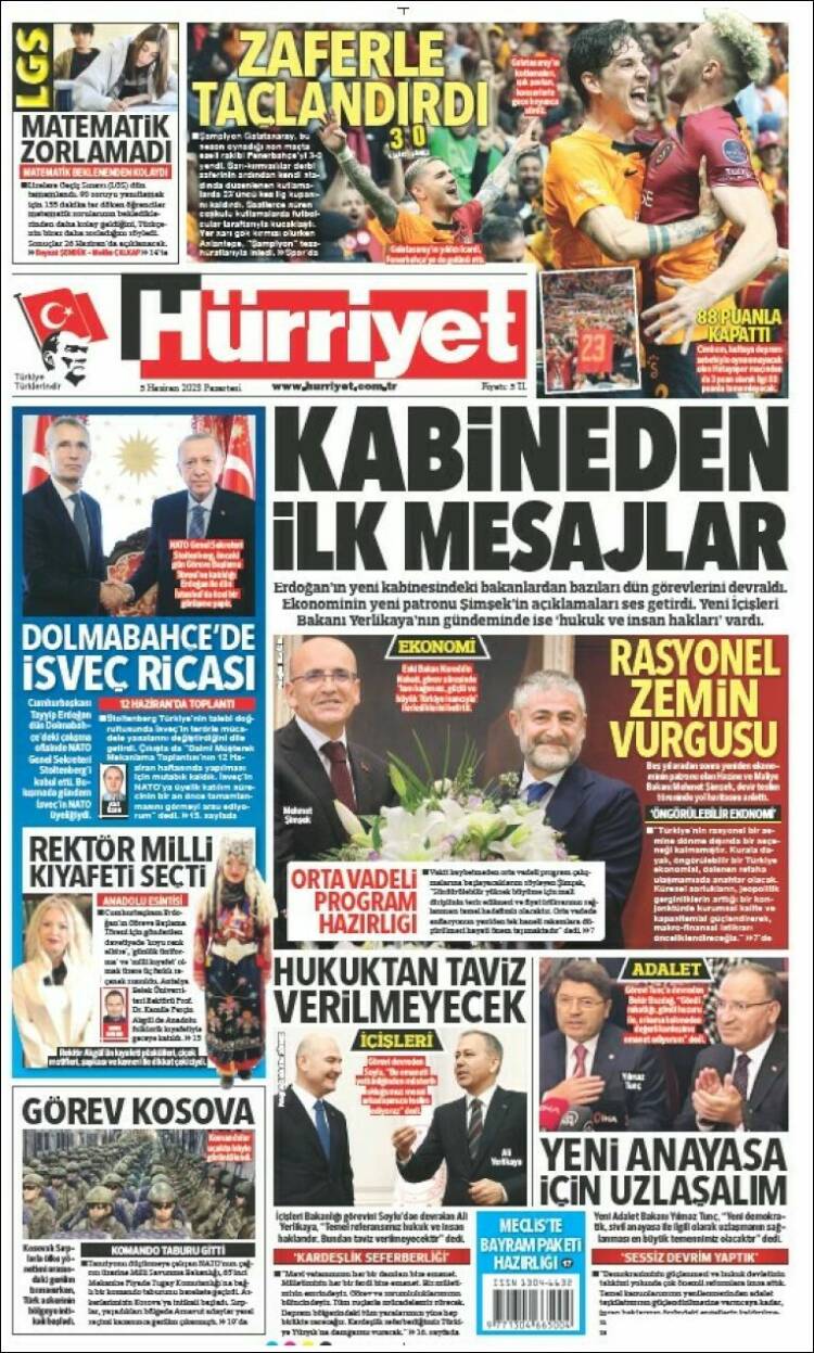 Portada de Hürriyet (Turkey)