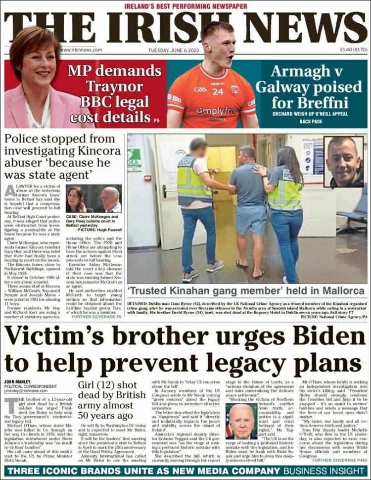 Portada de Irish News (United Kingdom)