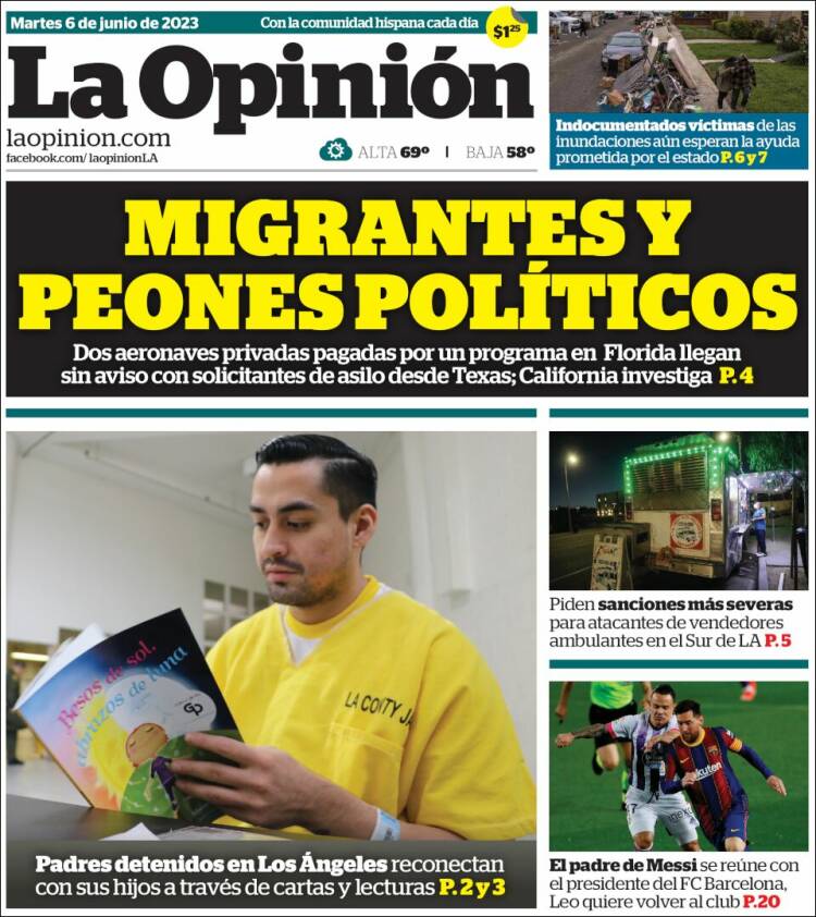 Portada de La Opinión (USA)
