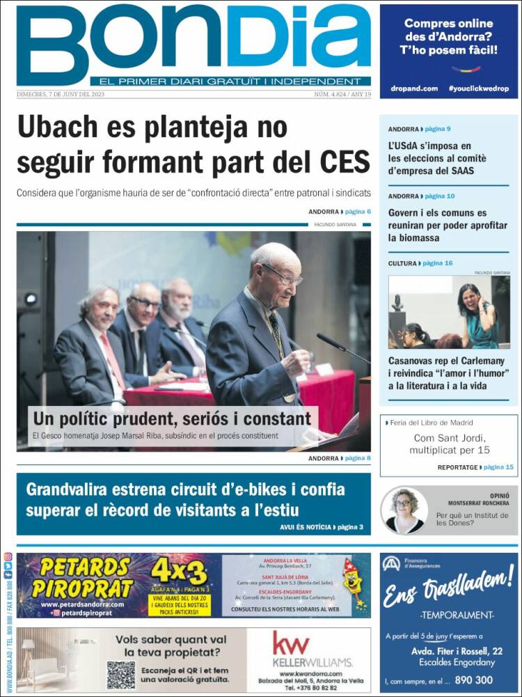 Portada de Diari Bondia (Andorra)