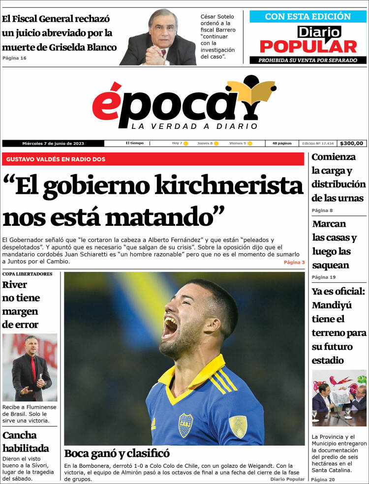 Portada de Diario Época (Argentina)