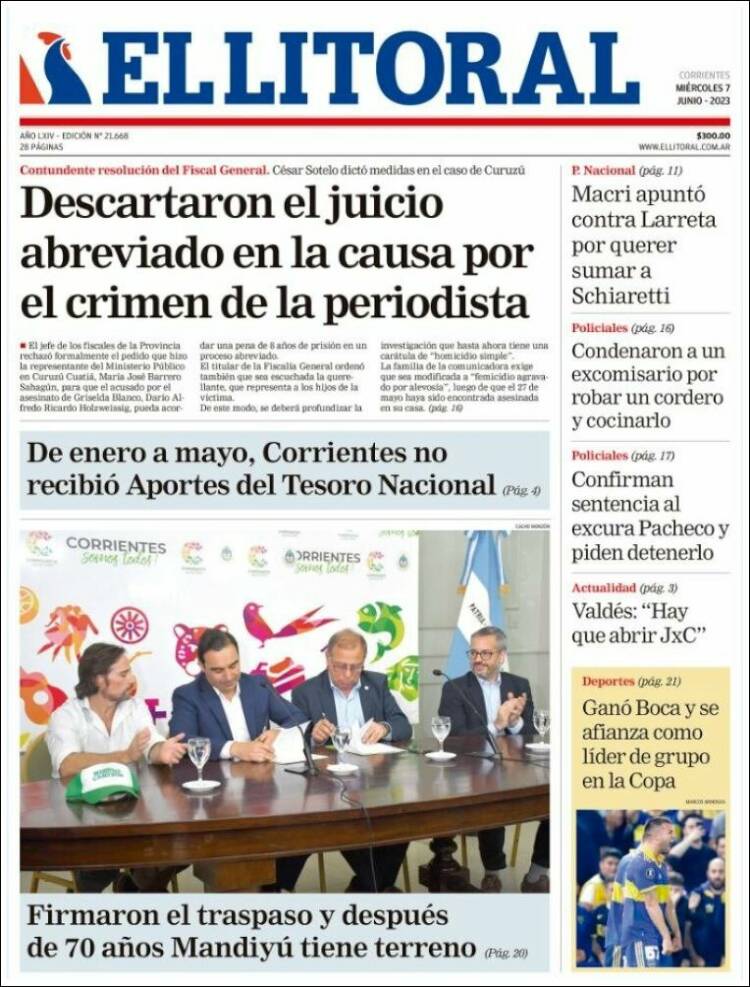 Portada de El Litoral Corrientes (Argentina)