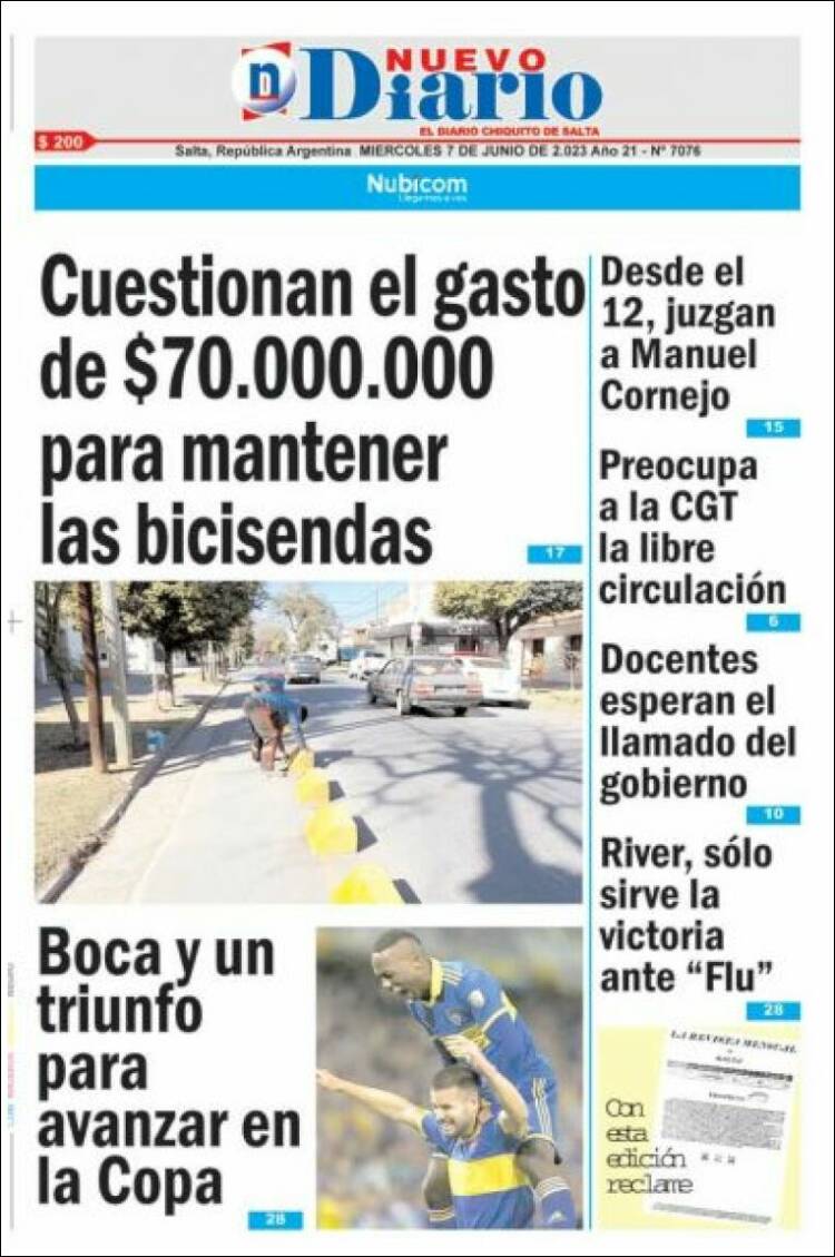 Portada de Nuevo Diario de Salta (Argentina)