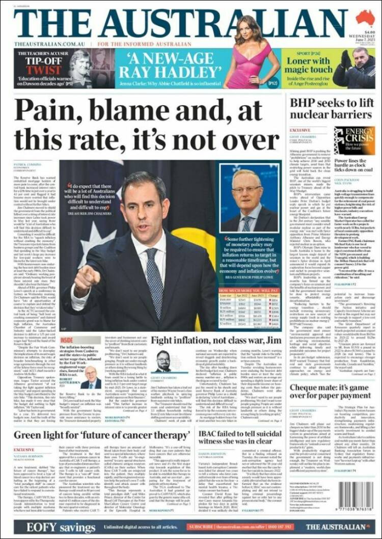 Portada de The Australian (Australia)