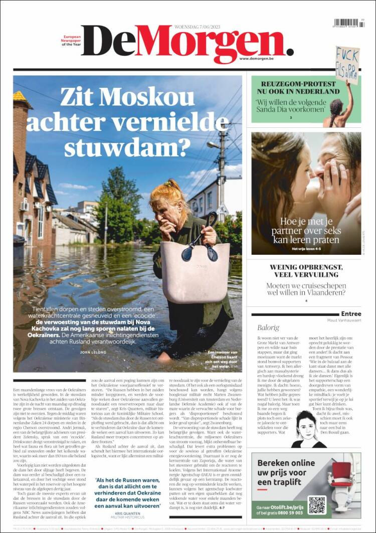 Portada de De Morgen (Belgium)