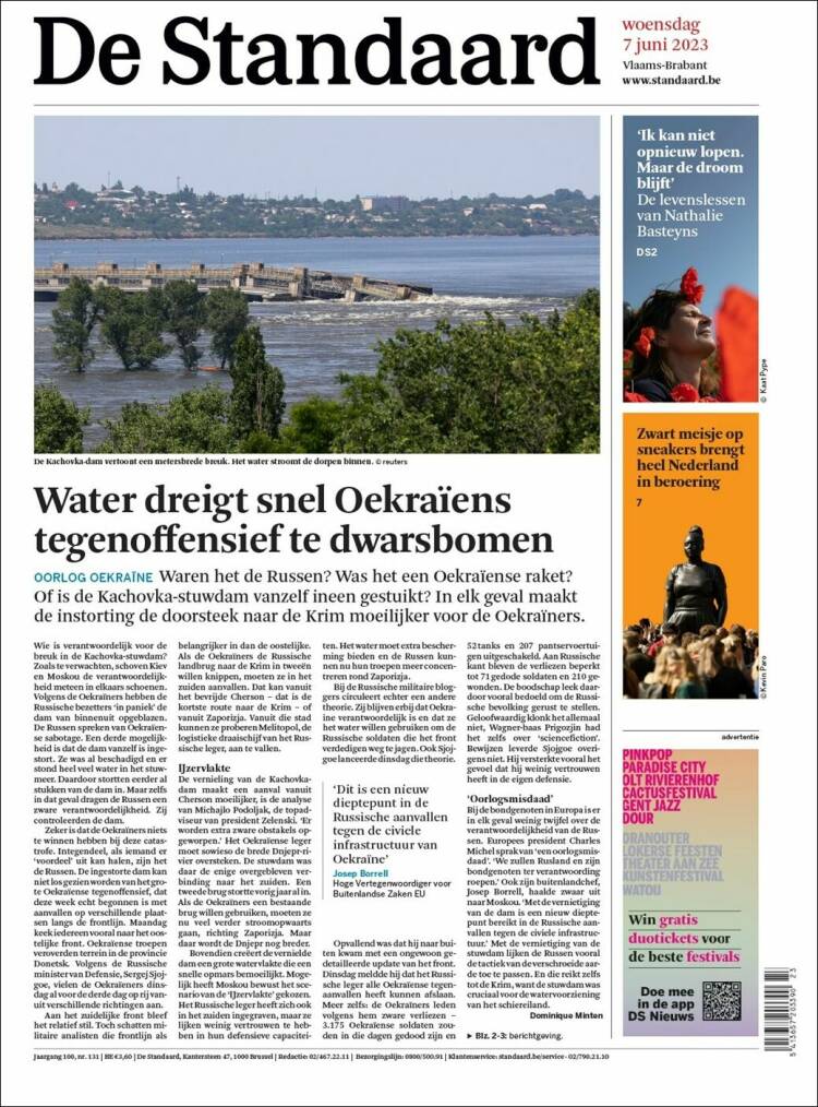 Portada de De Standaard (Belgium)