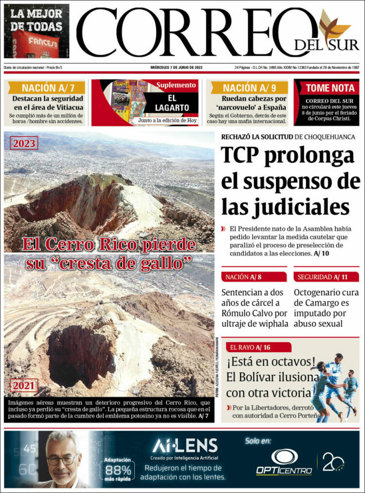 Portada de Correo Sur (Bolivia)