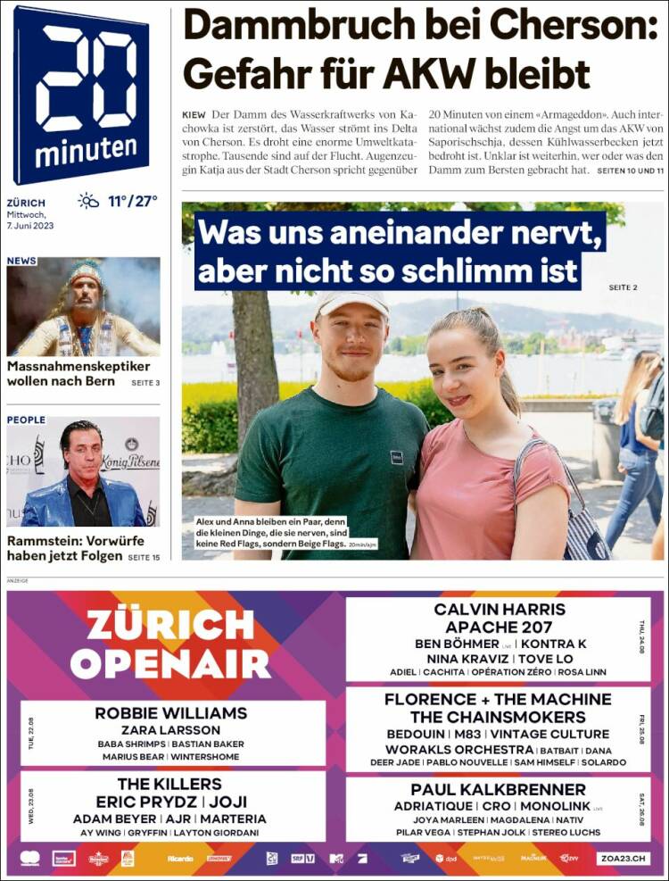 Portada de 20Minuten - Zürich (Switzerland)