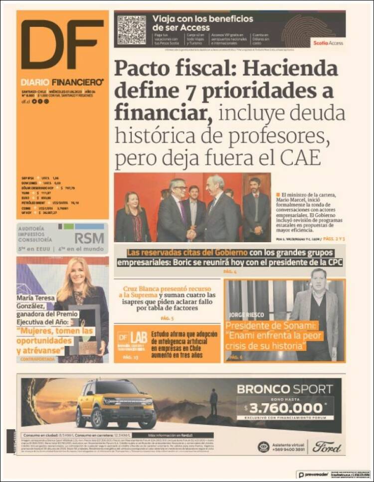 Portada de Diario Financiero (Chile)