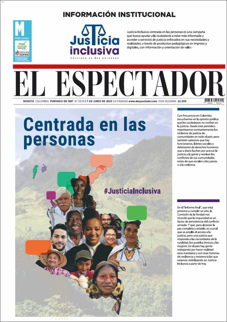 Portada de El Espectador (Colombia)