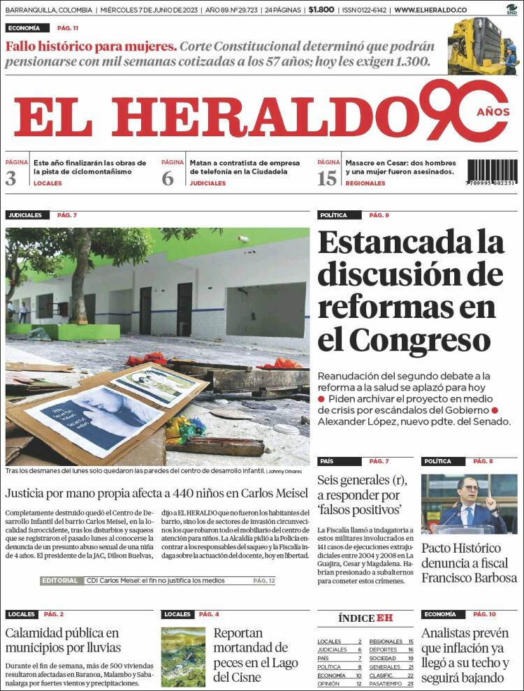 Portada de El Heraldo (Colombia)