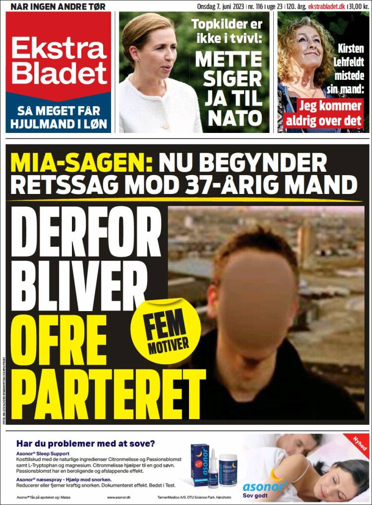 Portada de Ekstra Bladet (Dinamarca)