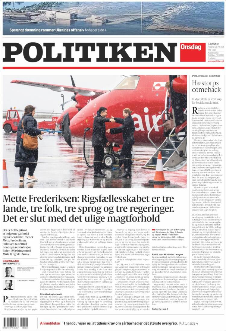 Portada de Politiken (Denmark)