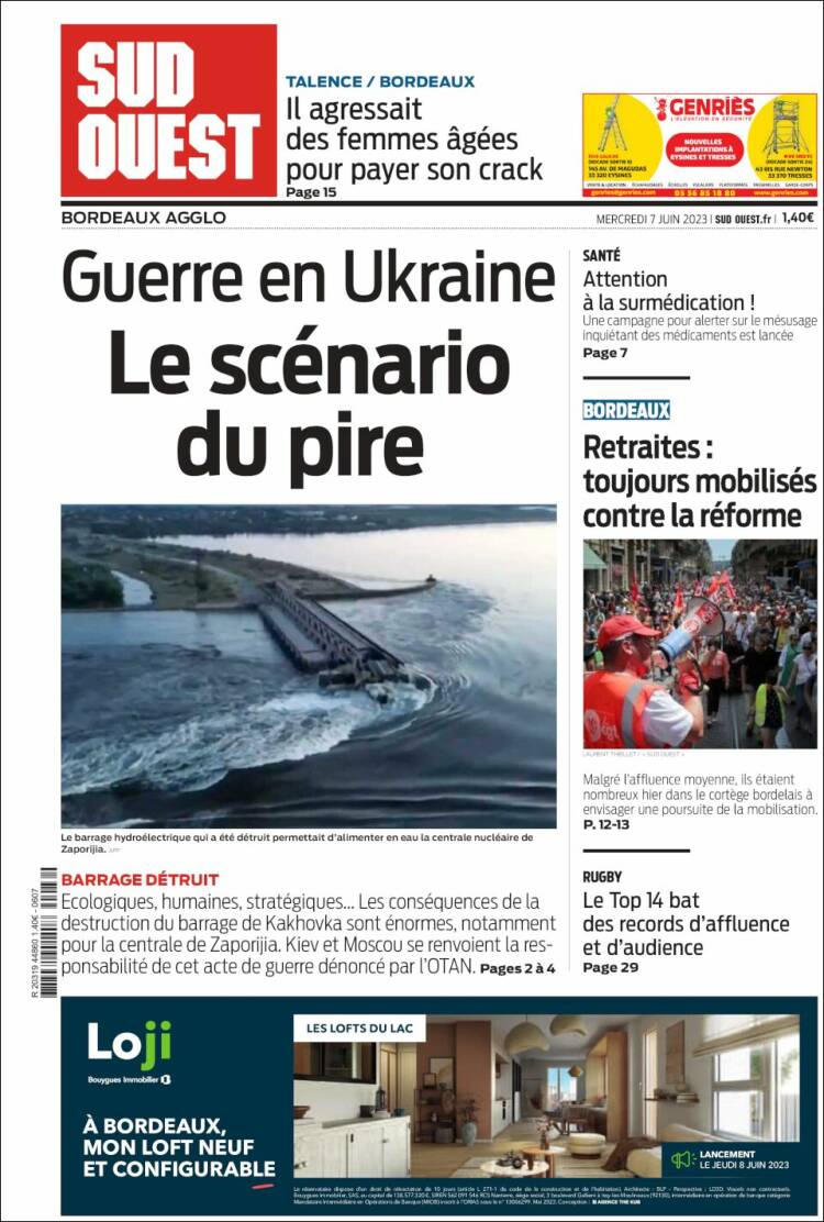 Portada de Sud Ouest (France)