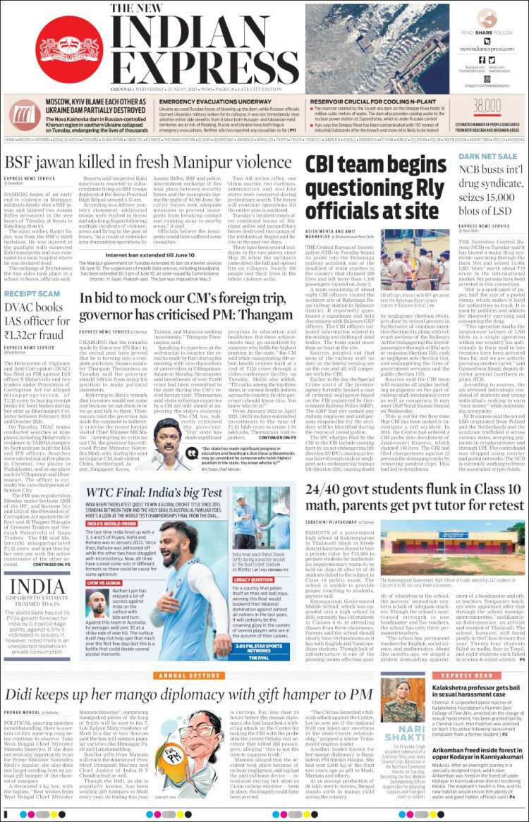 Portada de New Indian Express (India)