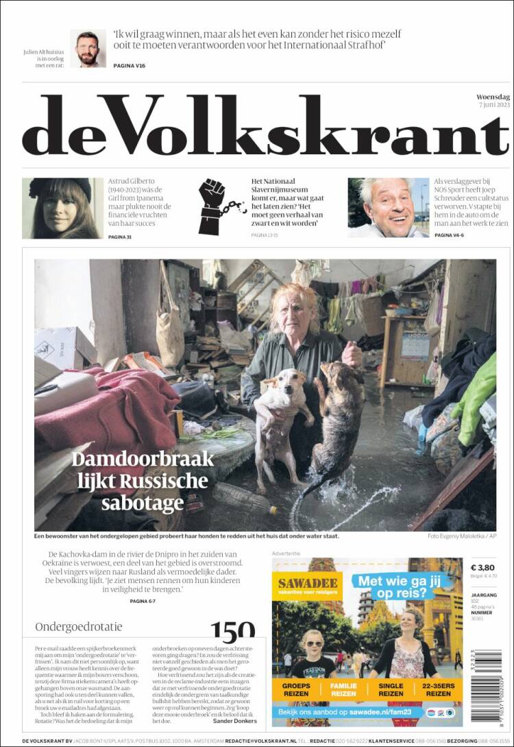 Portada de De Volkskrant (Países Bajos)