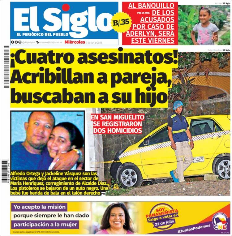 Portada de El Siglo (Panama)