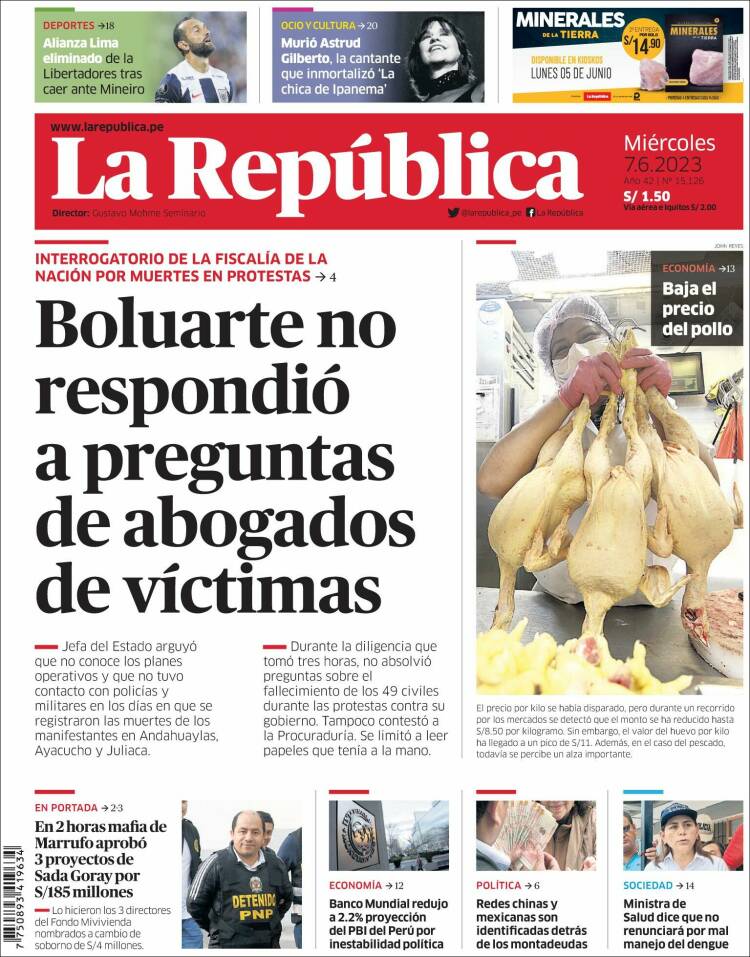 Portada de La Republica (Peru)