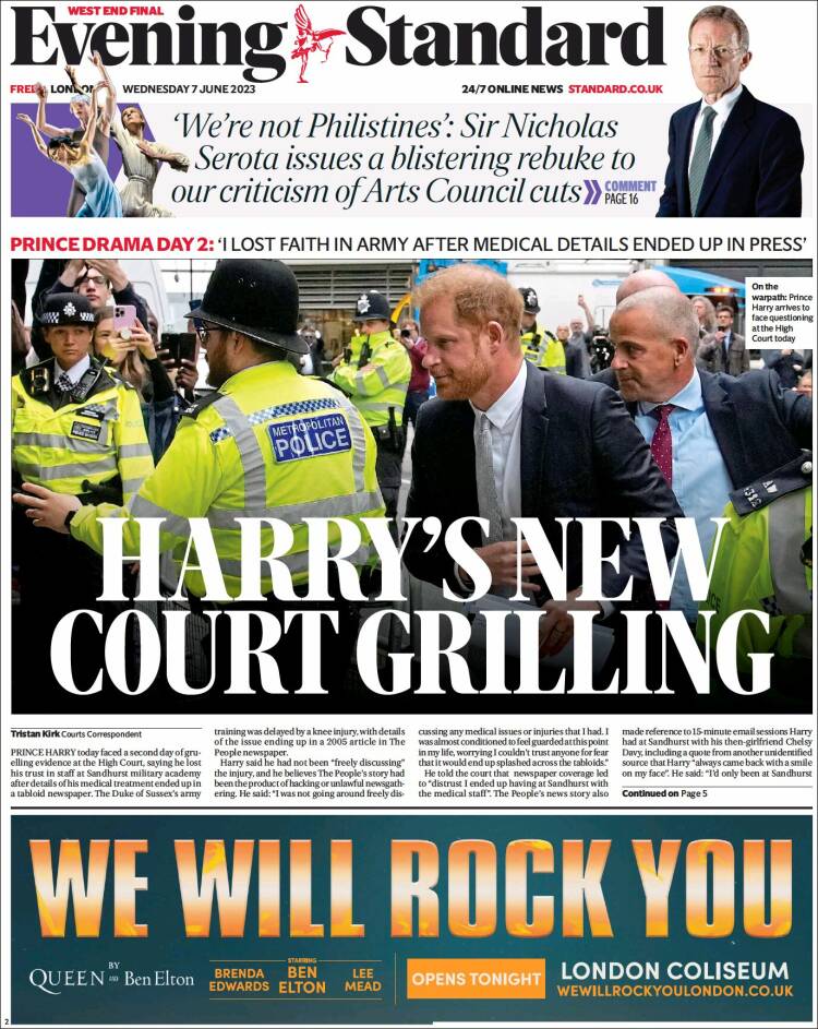 Portada de Evening Standard (Reino Unido)