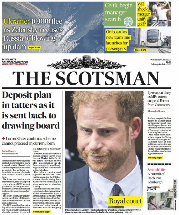 Portada de The Scotsman (Reino Unido)