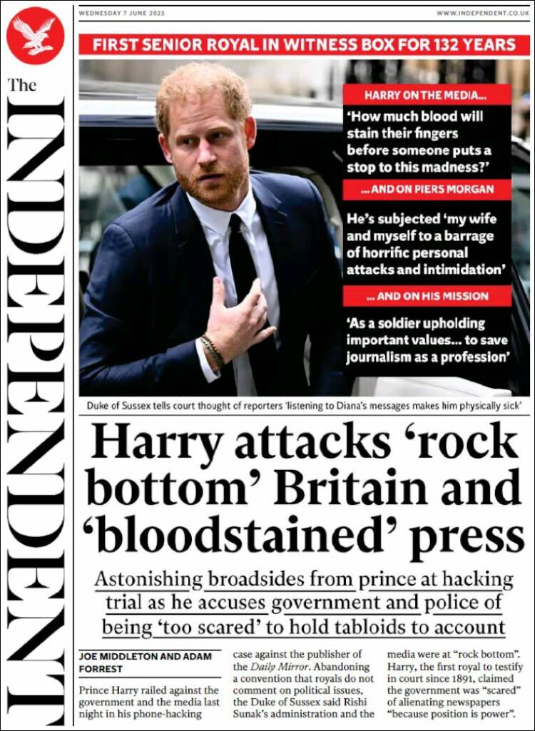 Portada de The Independent (United Kingdom)