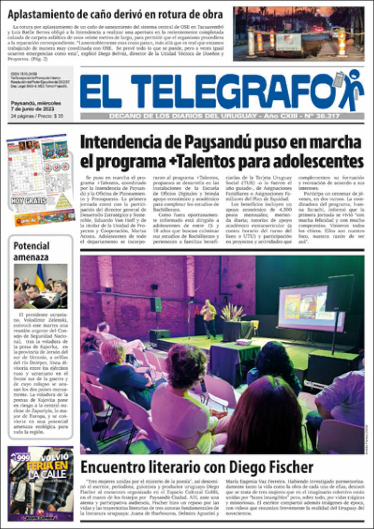 Portada de El Telégrafo (Uruguay)