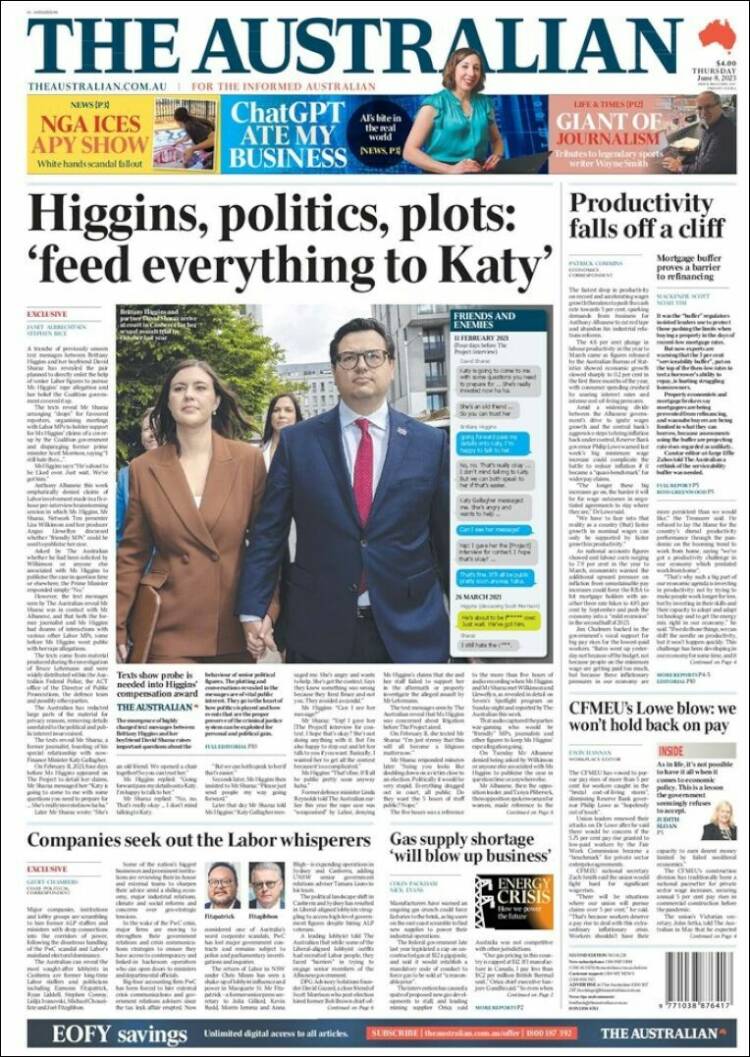 Portada de The Australian (Australia)