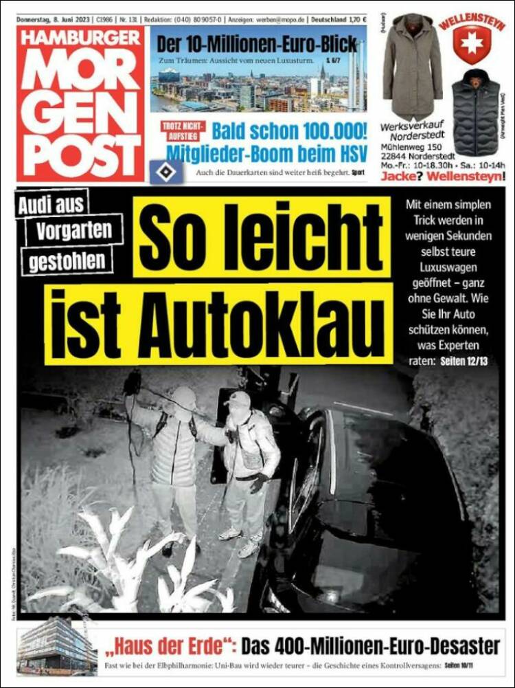 Portada de Hamburger Morgenpost  (Alemania)