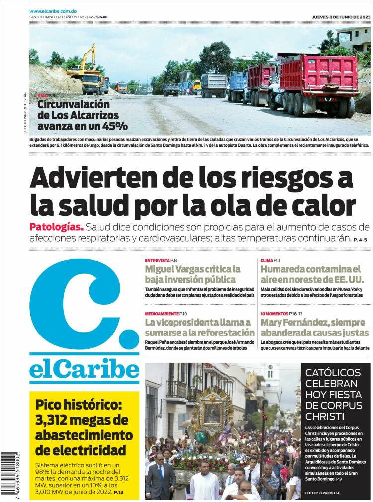 Portada de El Caribe (R. Dominicana)