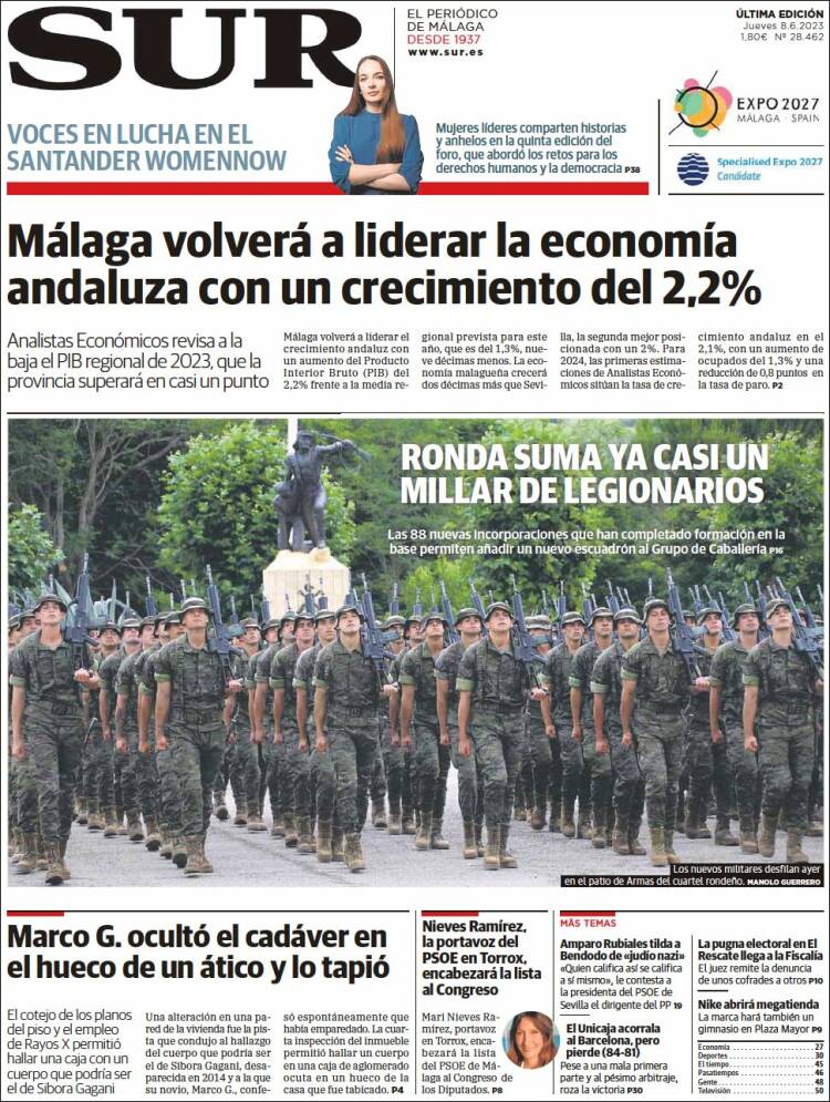 Portada de Diario el Sur (España)