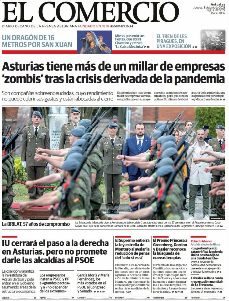 Portada de El Comercio (España)